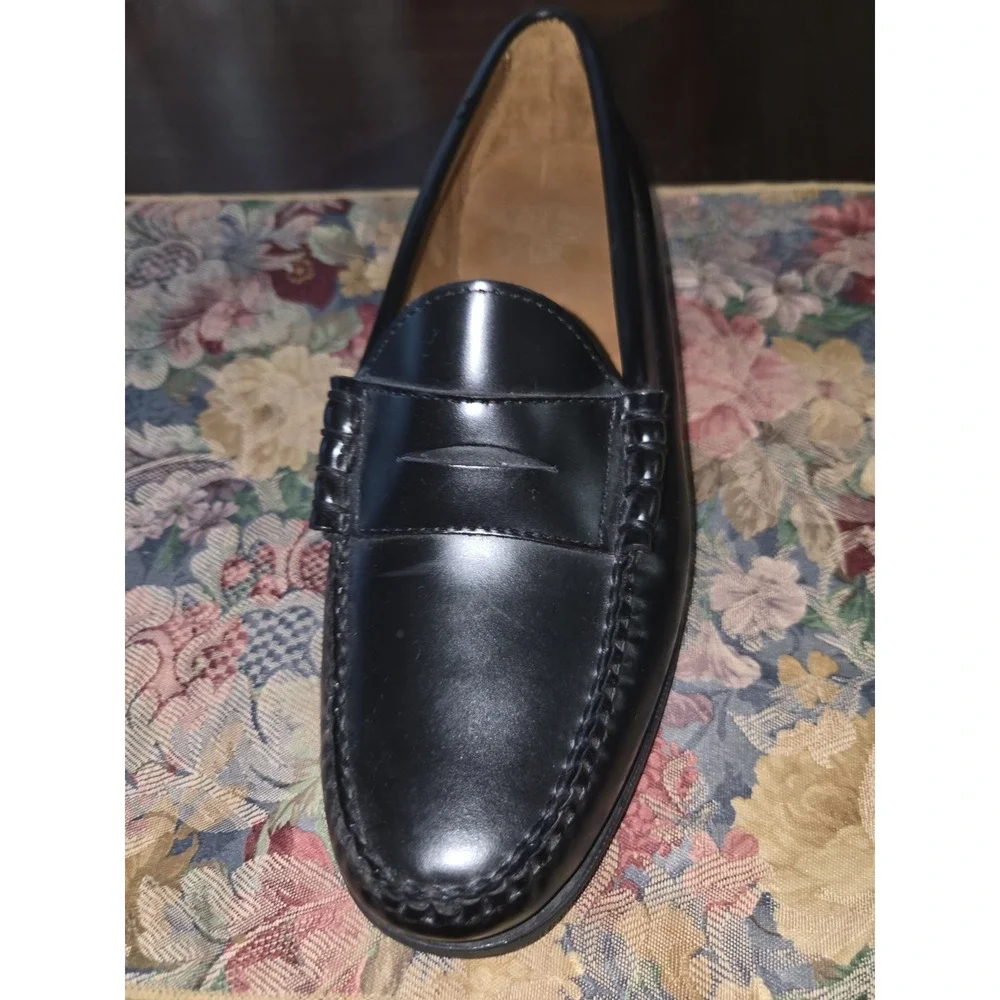 J.Crew Mens Camden Black Leather Penny Loafers AV166 Size 8.5 Slip On Dress Shoe